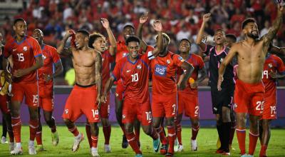 Los jugadores de Panamá celebran su victoria ante Costa Rica, el 20 de noviembre de 2023.