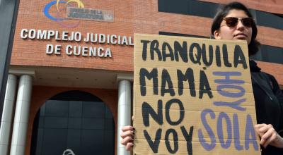 Un plantón por en contra de las agresiones y asesinatos a mujeres, en Cuenca, el 20 de julio de 2023. Específicamente, por el caso de Nicole V.