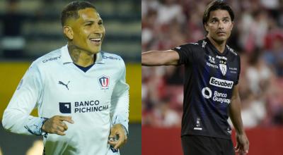 Paolo Guerrero y Marcelo Moreno Martins, durante partidos con Liga e Independiente, en 2023.