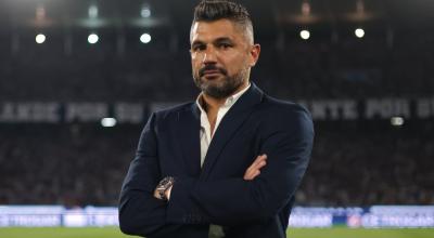 Javier Gandolfi, durante un partido con Talleres de Córdoba, en el estadio Mario Alberto Kempes, en 2023.