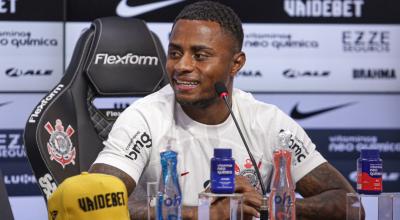 Diego Palacios, jugador de Corinthians, en rueda de prensa, 10 de enero de 2024.