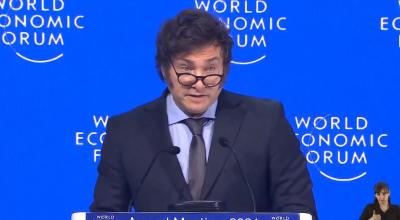 El presidente de Argentina, Javier Milei, en el foro de Davos el 17 de enero del 2024.