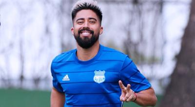 Christian Noboa, en un entrenamiento con Emelec, el 26 de enero de 2024.