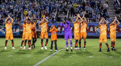 Los jugadores de Barcelona SC, durante un amistoso en Estados Unidos.