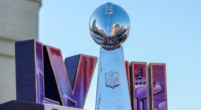 El trofeo del Super Bowl LVIII en Las Vegas, 2 de febrero de 2024.