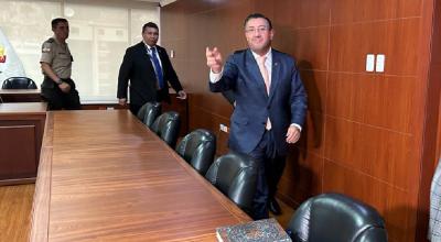 El presidente de la Corte Nacional de Justicia, Iván Saquicela, en rueda de prensa el 5 de febrero de 2024.