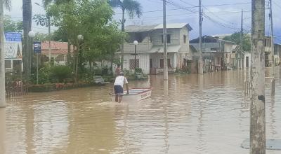 Estragos de una inundación en la localidad de El Guabo, provincia de El Oro, el 12 de febrero de 2024.