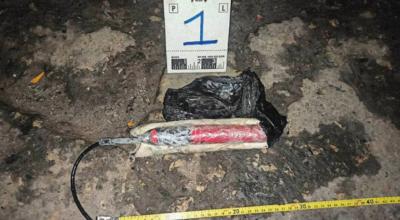 Material explosivo utilizado por un adolescente condenado por terrorismo. Esmeraldas, 19 de febrero de 2024