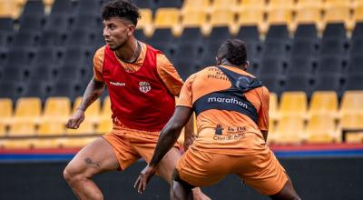 Joao Rojas en un entrenamiento con Barcelona SC, 27 de febrero de 2024.