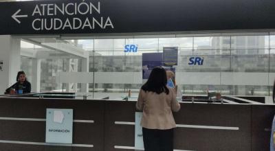 Ventanilla de atención al público del SRI, Plataforma Financiera de Quito, 29 de febrero de 2024.