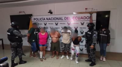 La Policía detuvo a cinco sujetos por un secuestro extorsivo en Guayas, el 5 de marzo de 2024.