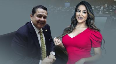 El exasambleísta Pablo Muentes y la comunicadora Mayra Salazar, procesados por corrupción. Quito, 13 de marzo de 2024