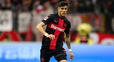 Piero Hincapié, durante el partido del Bayer Leverkusen ante el Hoffenheim, el 30 de marzo de 2024.