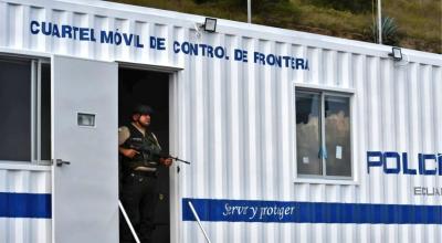 El cuartel móvil de Policía que fue instalado en la frontera Ecuador-Colombia.