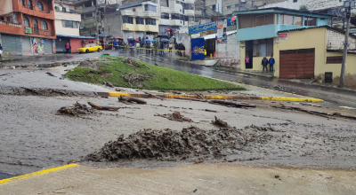 Daños provocados por las lluvias en La Gasca, Quito, el 2 de marzo de 2024.