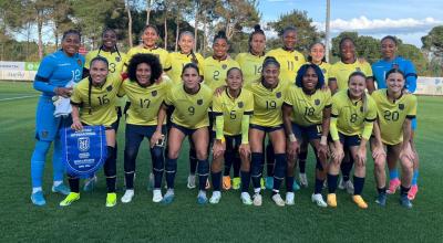 La selección femenina de Ecuador en el partido amistoso ante Rusia, 8 de abril de 2024.