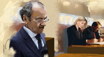 El excontralor, Carlos Pólit, en la Corte del Distrito Sur de Florida, en Miami. 12 de abril 2024. 