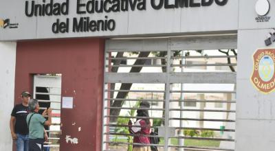 Estudiantes en una institución educativa de Portoviejo en enero de 2023.