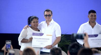 El presidente Daniel Noboa acudió este 15 de abril a una entrega de becas en Guayaquil.