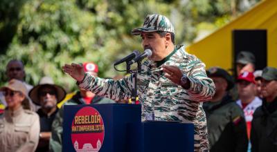 El presidente de Venezuela, Nicolás Maduro, en un evento político en Caracas, el 13 de abril de 2024.