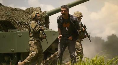 Wagner Moura, en una escena de 'Guerra civil' ('Civil War').