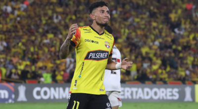 Joao Rojas, durante el partido ante Sao Paulo por la Copa Libertadores, en el estadio Banco Pichincha, el 26 de abril de 2024.