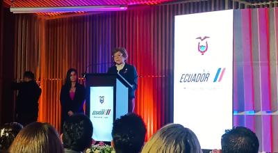 Ministra del Trabajo, Ivonne Núñez, en un evento por el Día del Trabajador, este 1 de mayo, en Quito.