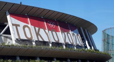 Imagen del estadio Nacional de Tokio, el domingo 18 de julio de 2021, a pocos días de la ceremonia de inauguración de los Juegos Olímpicos. 