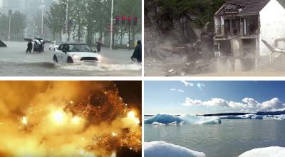Cambio climático, imágenes de desastres naturales, Canadá, China, Estados Unidos, Glaciares. 