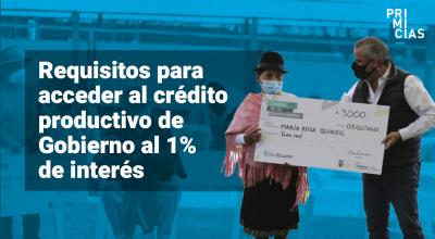 Crédito productivo al 1% de interés y 30 años plazo