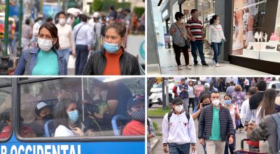 Gente utiliza mascarillas en Quito pese a que ya no son obligatorias. 3 de mayo de 2022.