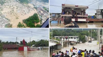 Imágenes de las fuertes lluvias que provocaron inundaciones en Esmeraldas el 4 de junio de 2023.