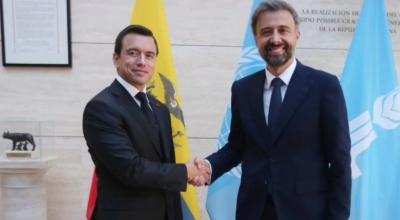 El presidente Daniel Noboa se reúne con Álvaro Lario, presidente de FIDA, el 13 de mayo de 2024.