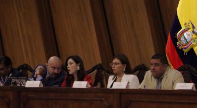 La legisladora correísta Pamela Aguirre estuvo en la comparecencia de la fiscal Salazar en la Asamblea, el 13 de mayo de 2024.