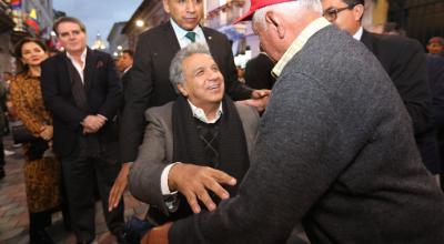 El expresidente Lenín Moreno en un recorrido en el centro de Quito el 3 de diciembre del 2018.