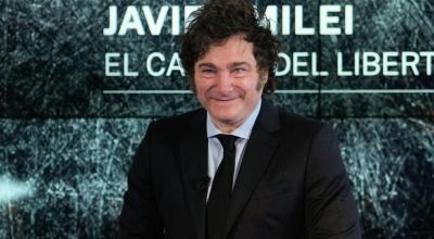 El presidente de Argentina, Javier Milei, durante la presentación de su libro en Madrid, el 17 de mayo de 2024.