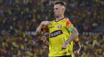 Damián Díaz, durante un partido de Barcelona SC en el estadio Banco Pichincha, el 22 de mayo de 2024.