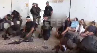 Soldados de Hamás y las mujeres soldados secuestradas, 22 de mayo de 2024.