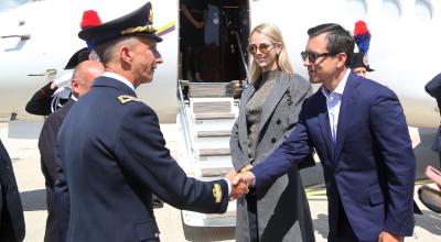 El presidente Daniel Noboa y la primera Dama, Lavinia Valbonesi, en su viaje a Roma el 11 de mayo de 2024.