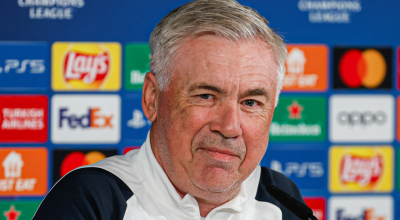 Carlo Ancelotti, DT del Real Madrid, durante una rueda de prensa en Londres, el 31 de mayo de 2024.