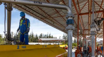 Despacho de gasolina Extra en la Terminal Ambato, el 22 de enero de 2021. 