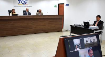 Sesión del pleno del Tribunal Contencioso Electoral de Ecuador (TCE), este 13 de junio de 2024.