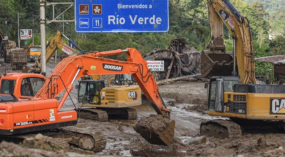 Los trabajos en la vía Baños - Puyo continúan este 20 de junio de 2024.