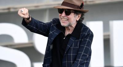 El cantante español Joaquín Sabina en el Festival de Cine de San Sebastián, en España.
