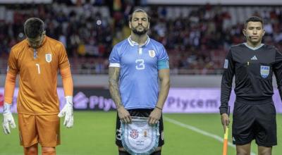 Gian Franco Allala durante un amistoso con la camiseta de Uruguay.