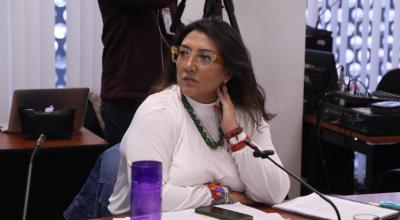 Gissela Garzón, asambleísta de RC, en una sesión de la Comisión de Participación Ciudadana de la Asamblea, el 26 de junio de 2024.