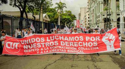 Imagen referencial de una marcha de trabajadores en Guayaquil, 7 de septiembre de 2023.