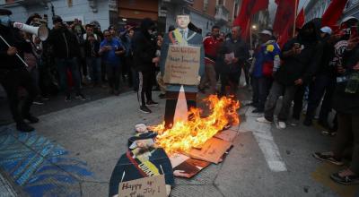 Imagen referencial: Manifestación de las centrales sindicales, en Quito, el 4 de julio de 2024.