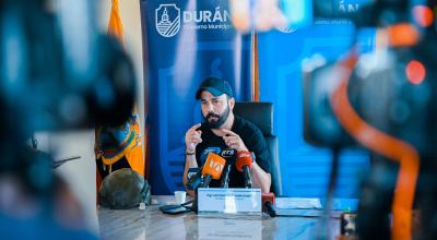 El alcalde de Durán, Luis Chonillo, respondió en rueda de prensa a las declaraciones del presidente de la República, Daniel Noboa, la tarde del miércoles 17 de julio de 2024.