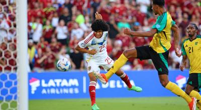 Eduard Bello marca un gol ante Jamaica, en la Copa América, el pasado 30 de junio de 2024.